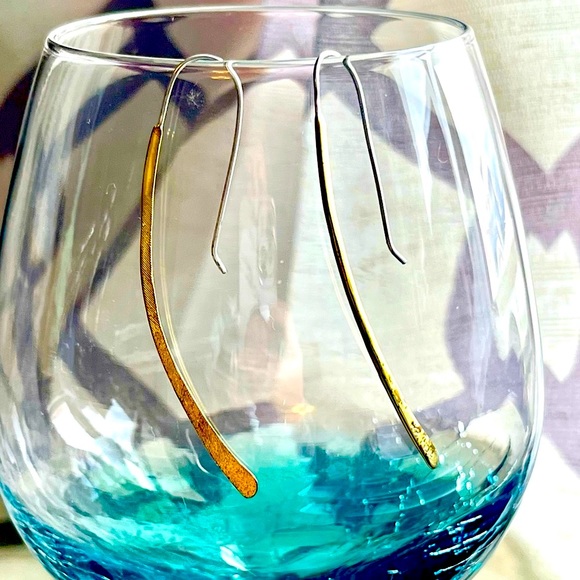 Silpada Sterling Silver & Hammered Brass Threader Earrings Beautiful 😍 !! - Picture 2 of 5